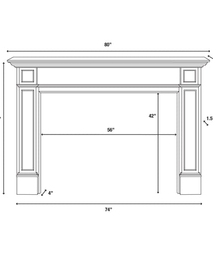 Pearl Mantels 80"W x 54"H x 8"D Marshall MDF Fireplace Mantel Surround 540-56 - White