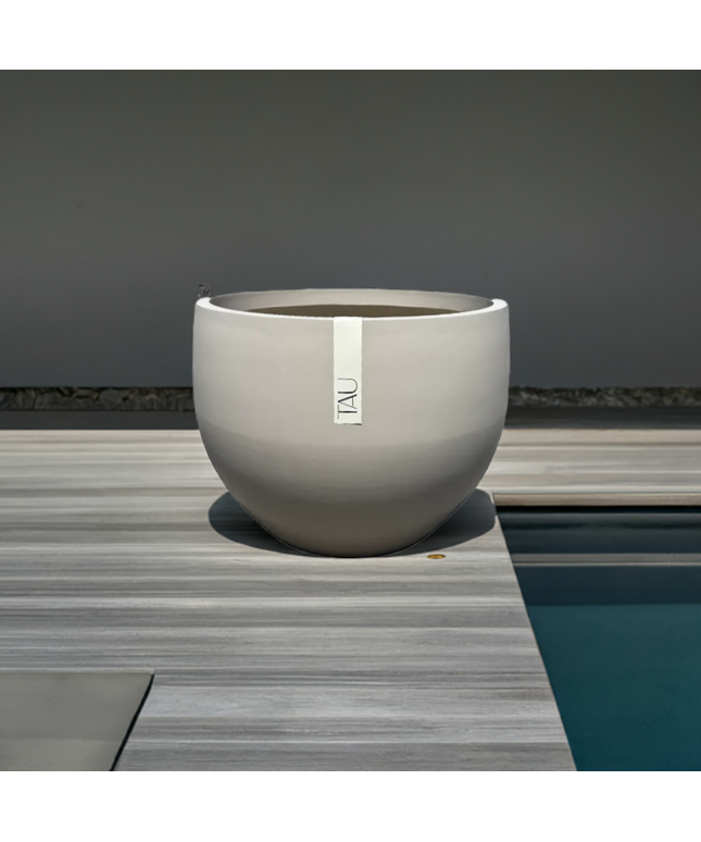 Tau Rotunda 38''Diameter x 28''H Round Fiberglass Planter 5615.097 - Natural Pumice Stone