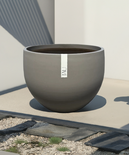 Tau Rotunda 45''Diameter x 33''H Round Fiberglass Planter 5615.115 - Urban Cedar Grey