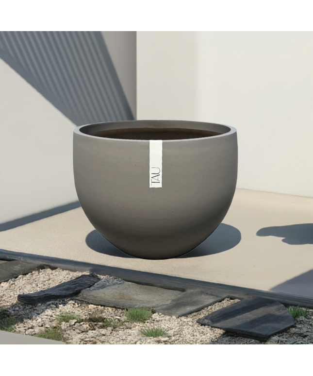 Tau Rotunda 45''Diameter x 33''H Round Fiberglass Planter 5615.115 - Urban Cedar Grey