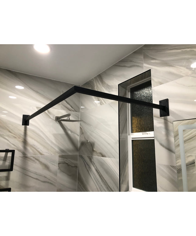 Modern L-Shaped 60”W x 30”D  Shower Curtain Rod for Bath Tub - Matte Black