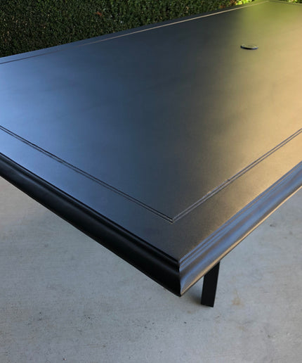 Woodard Solid Cast 42"W x 84"D x 29"H Rectangle Dining Table w/ Carson Base 5P7200-09284 - Textured Black