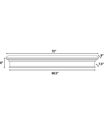 Pearl Mantels 72" Henry MDF Fireplace Mantel Shelf 610-72 - White