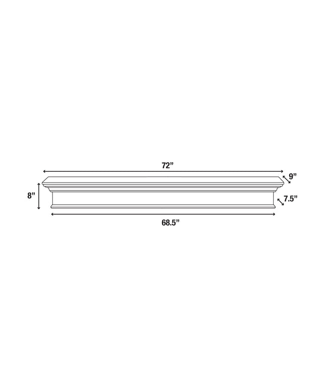 Pearl Mantels 72" Henry MDF Fireplace Mantel Shelf 610-72 - White