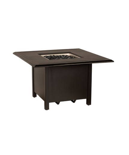 Woodard Solid Cast 42"W x 42"D x 25"H Square Chat Height Fire Table w/ Carson Base 65M742-09242FP - Textured Black