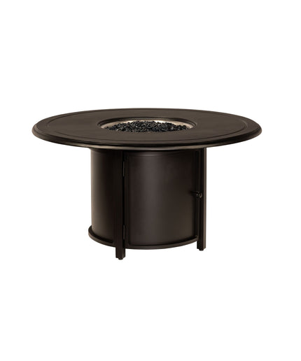 Woodard Solid Cast 48"Diameter x 25"H Round Chat Height Fire Table w/ Carson Base 65M747-09248FP - Textured Black