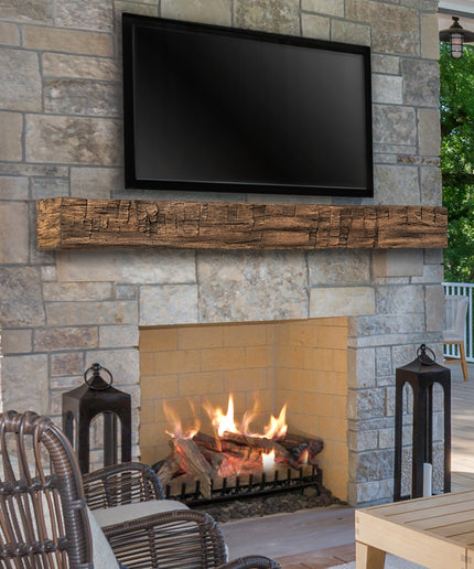 Pearl Mantels 72" Tavern Timbered Beam Non-Combustible Fireplace Mantel Shelf NCT-72FS - Fieldstone