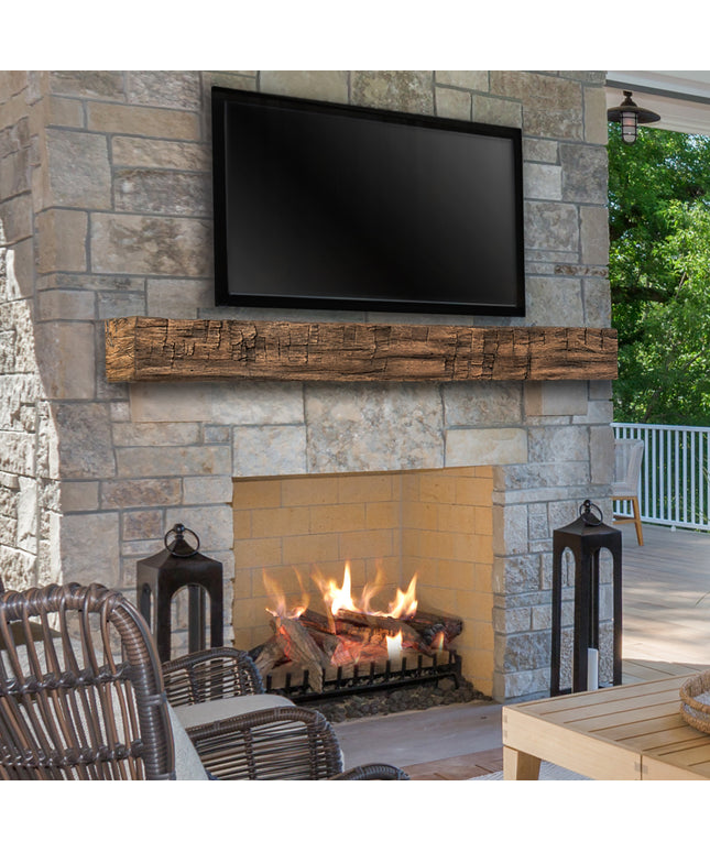 Pearl Mantels 72" Tavern Timbered Beam Non-Combustible Fireplace Mantel Shelf NCT-72FS - Fieldstone