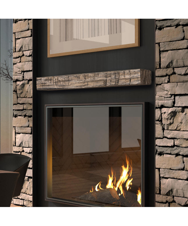 Pearl Mantels 72" Tavern Timbered Beam Non-Combustible Fireplace Mantel Shelf NCT-72RR - River Rock