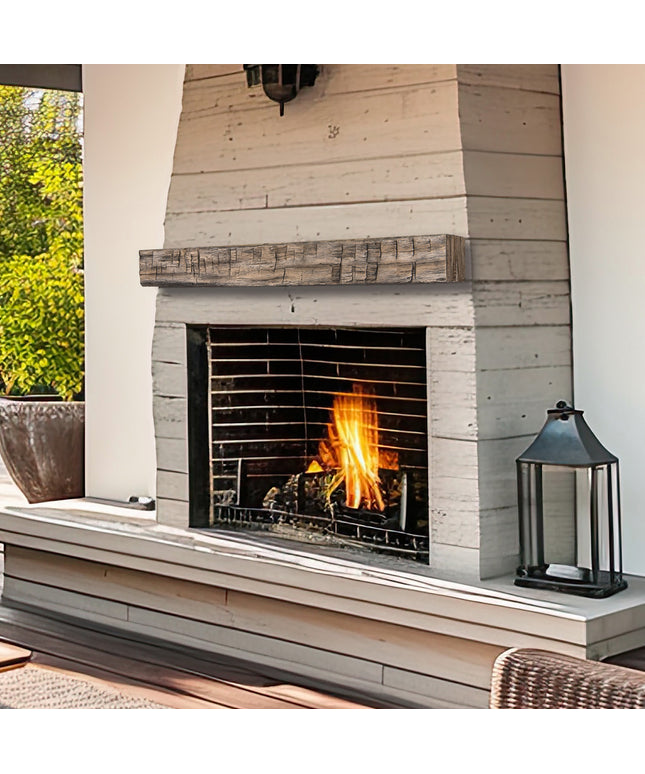 Pearl Mantels 72" Tavern Timbered Beam Non-Combustible Fireplace Mantel Shelf NCT-72RR - River Rock