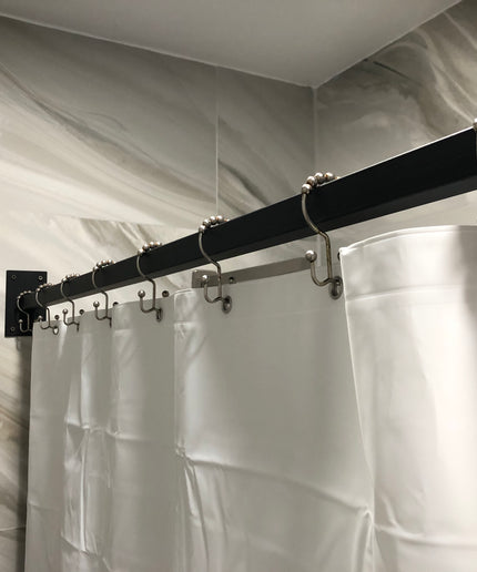Modern L-Shaped 60”W x 30”D  Shower Curtain Rod for Bath Tub - Matte Black