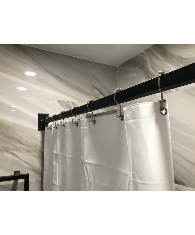 Modern L-Shaped 60”W x 30”D  Shower Curtain Rod for Bath Tub - Matte Black