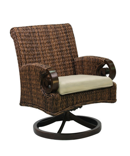 Patio Renaissance Antigua Swivel Rocking Dining Chair with Cushion 973823 - Cloves / Sailcloth Sahara
