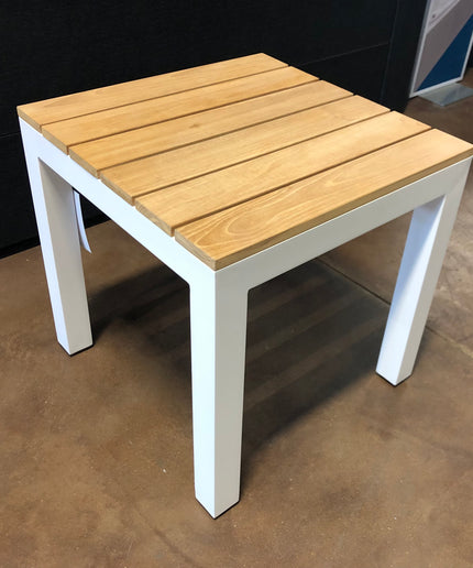 Patio Renaissance Coronado 20"W x 20"D x 20-1/2"H Square End Table 980024 - #3107 Textured White / #4043 Fresh Teak
