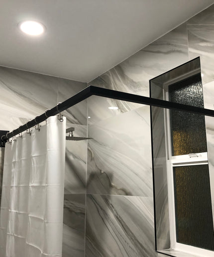 Modern L-Shaped 60”W x 30”D  Shower Curtain Rod for Bath Tub - Matte Black