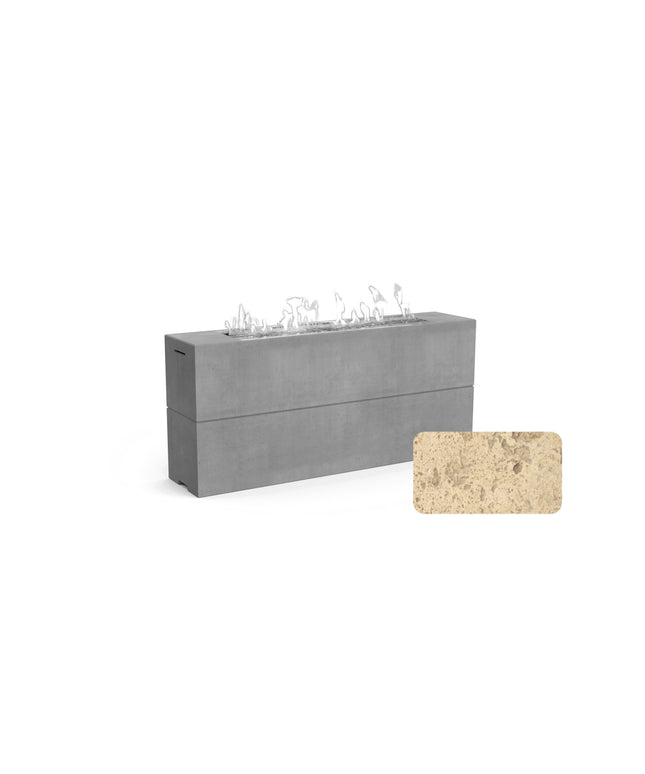 American Fyre Designs 72"W x 16"D x 32"H Rectangle Milan Tall Linear Fire Table 215-TR-11-M8 - Travertine