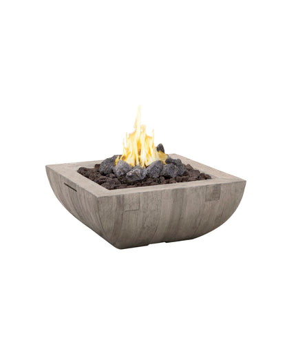 American Fyre Designs 36"W x 36"D x 15-1/4"H Bordeaux Square Reclaimed Wood Fire Bowl 430-SP-SP-M6 - Silver Pine