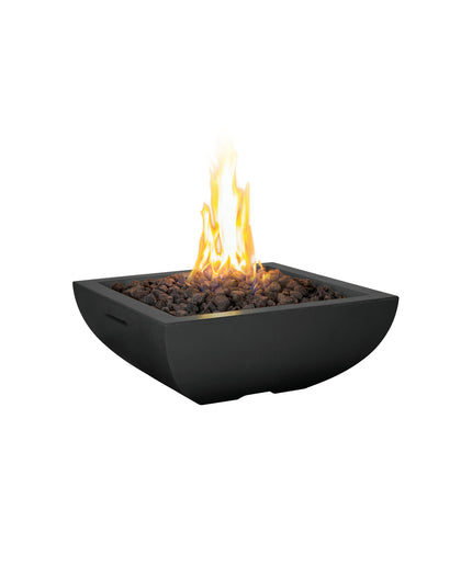 American Fyre Designs 30"W x 30"D x 12-1/4"H Bordeaux Petite Square Fire Bowl 431-BA-11-M6 - Black Lava