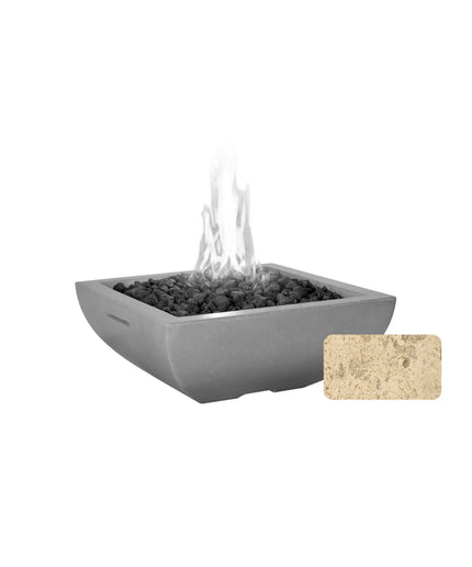 American Fyre Designs 30"W x 30"D x 12-1/4"H Bordeaux Petite Square Fire Bowl 431-TR-11-M6 - Travertine