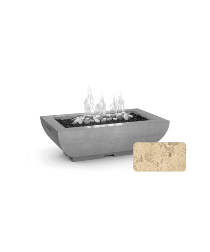 American Fyre Designs 50"W x 30"D x 16-1/4"H Bordeaux Rectangle Fire Bowl 435-TR-11-M4 - Travertine