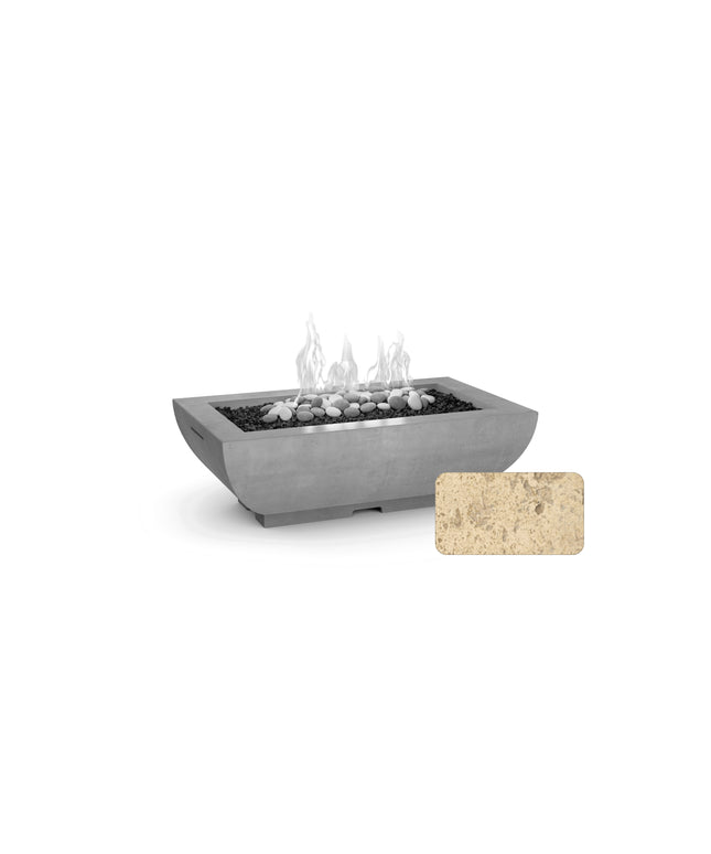 American Fyre Designs 50"W x 30"D x 16-1/4"H Bordeaux Rectangle Fire Bowl 435-TR-11-M4 - Travertine