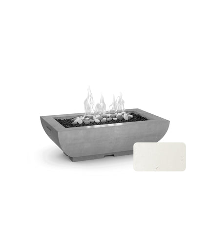 American Fyre Designs 50"W x 30"D x 16-1/4"H Bordeaux Rectangle Fire Bowl 435-WA-11-M4 - White Aspen