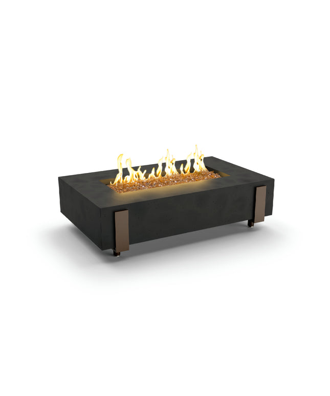 American Fyre Designs 60"W x 36"D x 17"H Iron Saddle Firepit 580-BA-11-M7 - Black Lava