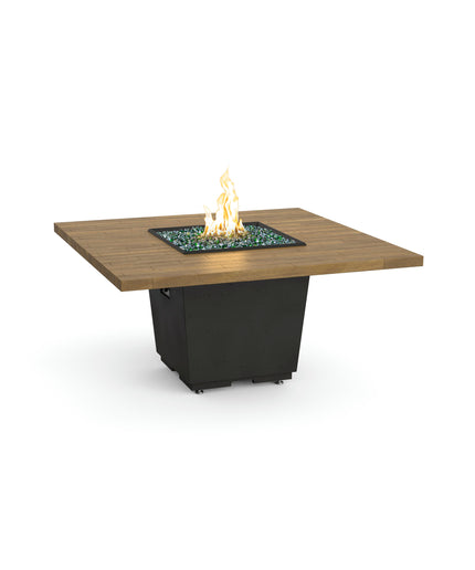 American Fyre Designs 60"W x 60"D x 29"H Square Reclaimed Wood Cosmopolitan Dining Fire Table 642-BA-FO-M6 - French Oak