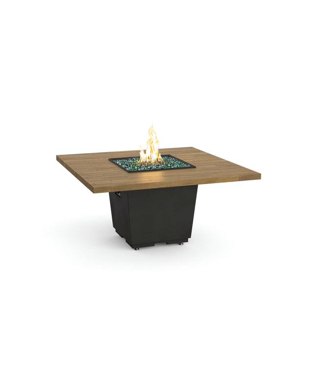American Fyre Designs 60"W x 60"D x 29"H Square Reclaimed Wood Cosmopolitan Dining Fire Table 642-BA-FO-M6 - French Oak