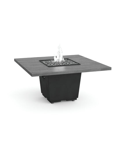 American Fyre Designs 60"W x 60"D x 29"H Square Reclaimed Wood Cosmopolitan Dining Fire Table 642-BA-SP-M6 - Siler Pine