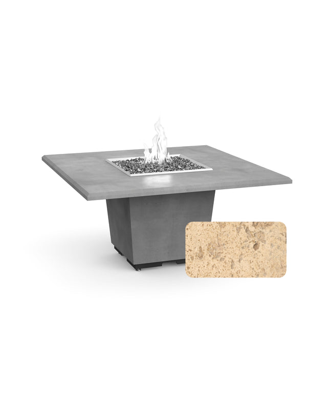 American Fyre Designs 60"W x 60"D x 29"H Square Cosmopolitan Dining Fire Table 642-TR-11-M6 - Travertine