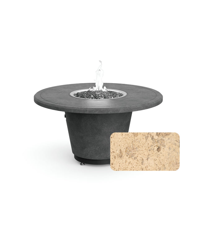 American Fyre Designs 48"Diameter x 24"H Round Cosmopolitan Fire Table 645-TR-11-M2 - Travertine