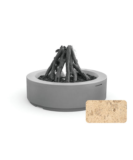 American Fyre Designs 48" Diameter x 15-1/4"H Louvre Round Fire Pit 686-TR-11-M6 - Travertine