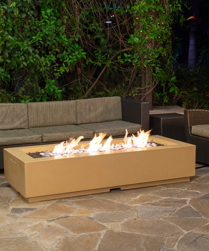 American Fyre Designs 72-1/4"W x 30-1/4"D x 15-1/4"H Louvre Fire Pit 688-CB-11-M8 - Cafe Blanco