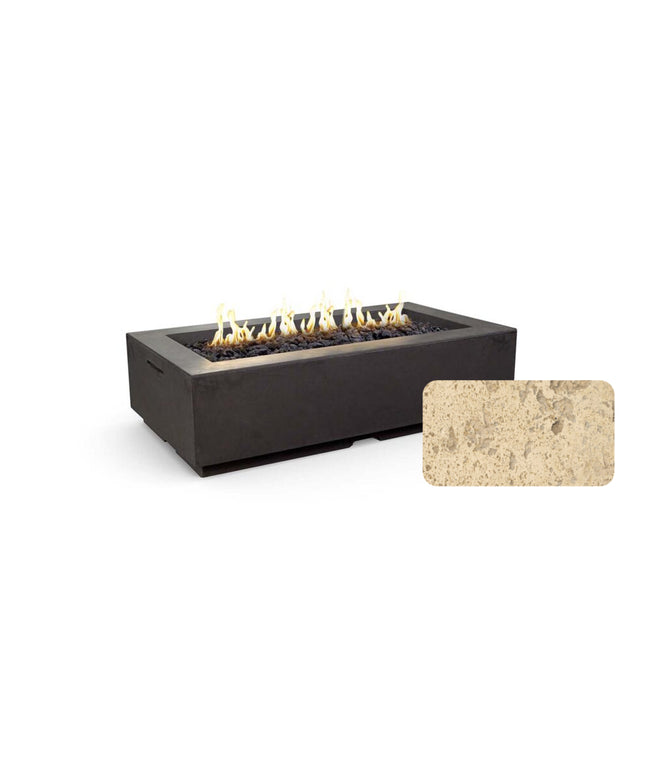American Fyre Designs 56-1/4"W x 30-1/4"D x 15-1/4"H Louvre Fire Pit 689-TR-11-M7 - Travertine