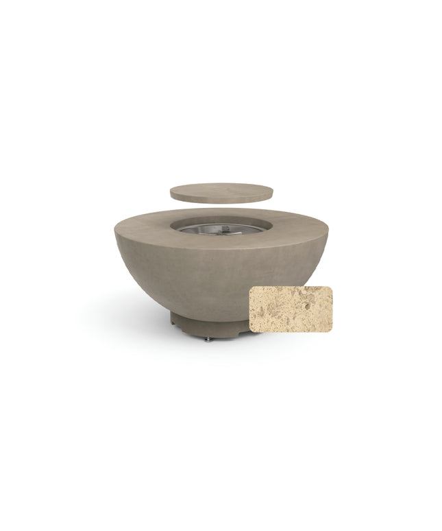 American Fyre Designs 48"Diameter x 23"H Round Natural Gas Fire Bowl 738-TR-11-M2NC - Travertine