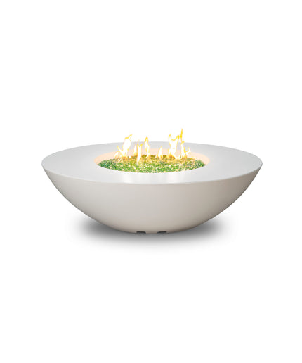 American Fyre Designs 60"W x 36"D x 18"H Calais Oval Fire Table 759-WA-11-M4 - White Aspen