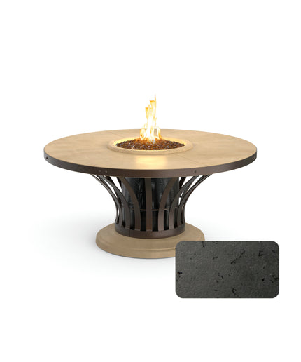 American Fyre Designs Fiesta 54" Diameter x 25"H Round Chat Height Fire Table 770-BA-11-M2 - Bronze / Black Lava
