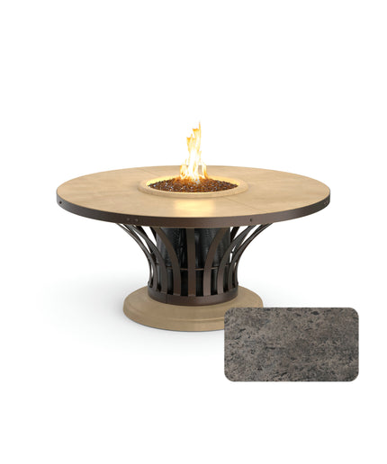 American Fyre Designs Fiesta 54" Diameter x 25"H Round Chat Height Fire Table 770-DB-11-M2 - Bronze / Dark Bassalt