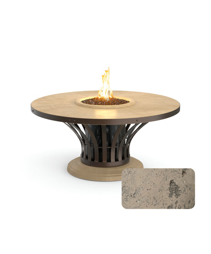 American Fyre Designs Fiesta 54" Diameter x 25"H Round Chat Height Fire Table 770-LB-11-M2 - Bronze / Light Bassalt