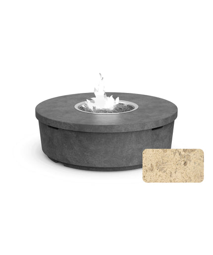 American Fyre Designs 47" Diameter x 15-1/2"H Round Contempo Fire Table 782-TR-11-M2 - Travertine