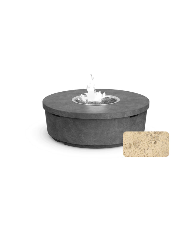American Fyre Designs 47" Diameter x 15-1/2"H Round Contempo Fire Table 782-TR-11-M2 - Travertine