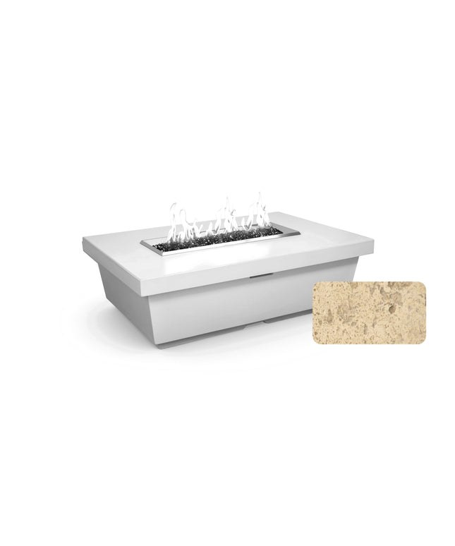American Fyre Designs 52"W x 36"D x 15-1/2"H Rectangle Contempo Fire Table 783-TR-11-M4 - Travertine