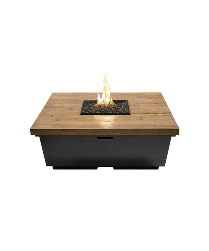 American Fyre Designs 44"W x 44"D x 15-1/2"H Square Reclaimed Wood Contempo Fire Table 784-BA-FO-M2 - French Oak