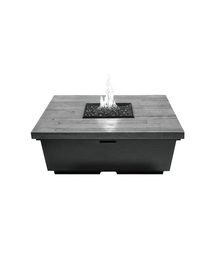 American Fyre Designs 44"W x 44"D x 15-1/2"H Square Reclaimed Wood Contempo Fire Table 784-BA-SP-M2 - Silver Pine