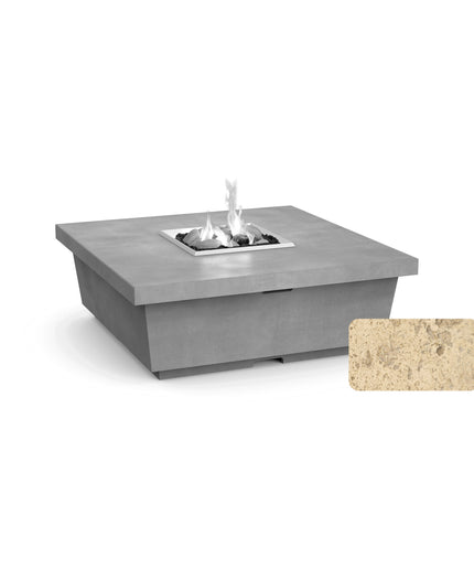 American Fyre Designs 44"W x 44"D x 15-1/2"H Square Contempo Fire Table 784-TR-11-M2 - Travertine