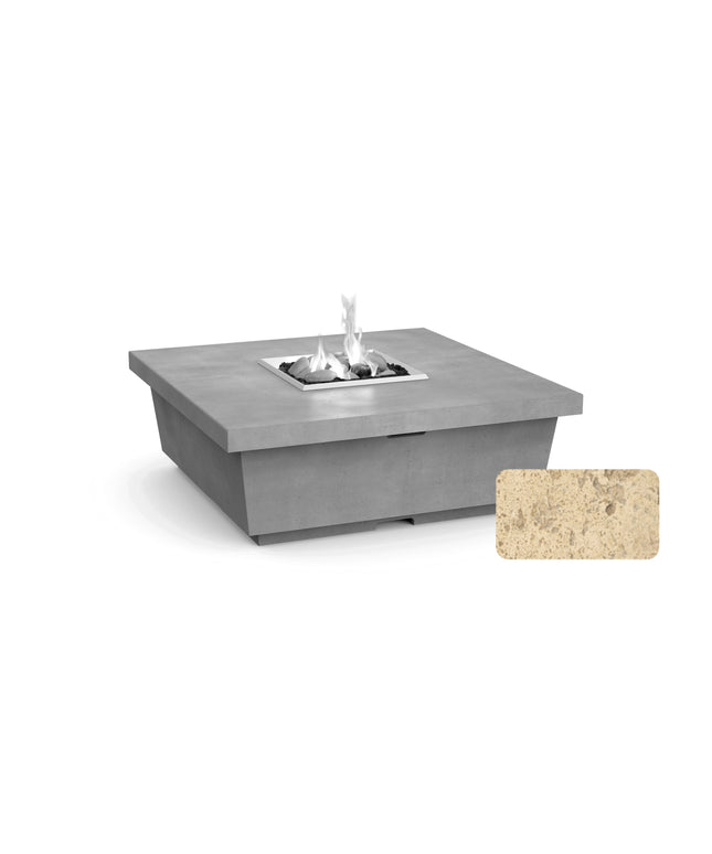 American Fyre Designs 44"W x 44"D x 15-1/2"H Square Contempo Fire Table 784-TR-11-M2 - Travertine
