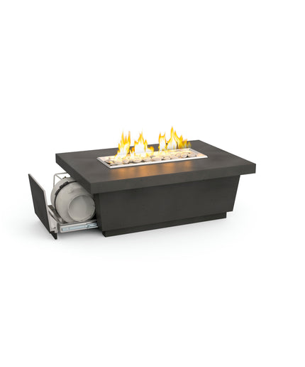 American Fyre Designs 52"W x 36"D x 18-1/2"H Rectangle Contempo LP Select Fire Table 785-BA-11-M4PC - Black Lava