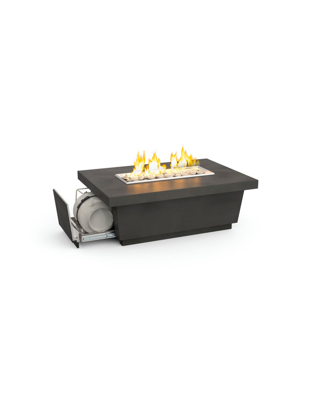 American Fyre Designs 52"W x 36"D x 18-1/2"H Rectangle Contempo LP Select Fire Table 785-BA-11-M4PC - Black Lava