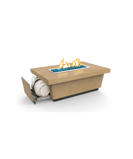 American Fyre Designs 52"W x 36"D x 18-1/2"H Rectangle Contempo LP Select Fire Table 785-CB-11-M4PC - Cafe Blanco